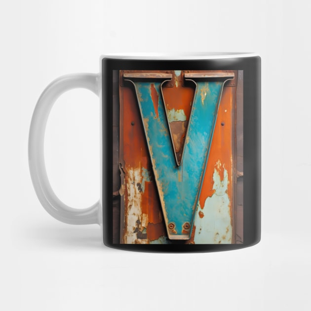 Rusty Letter V Antique Monogram Letter V Initial Alphabet by Mind Your Tee